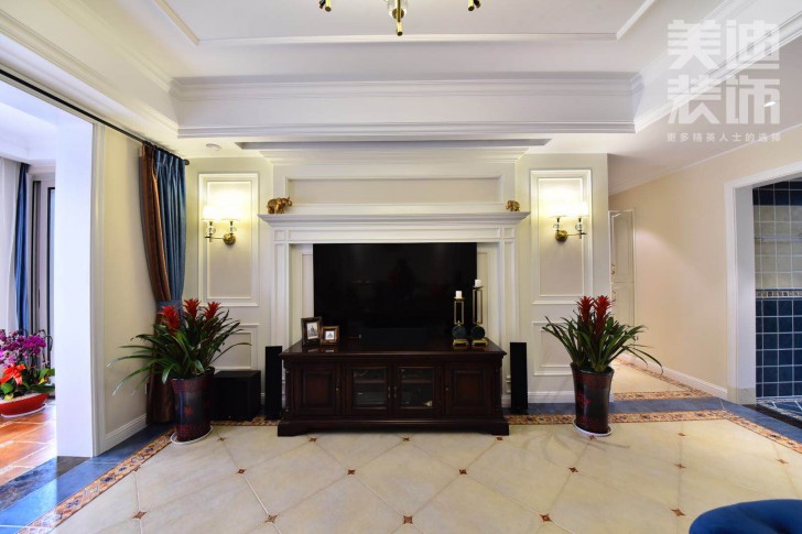 八方小区160平小美风格装修案例图-客厅 