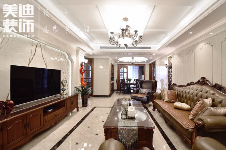 黑金时代180平小美风格装修案例实拍图-客厅