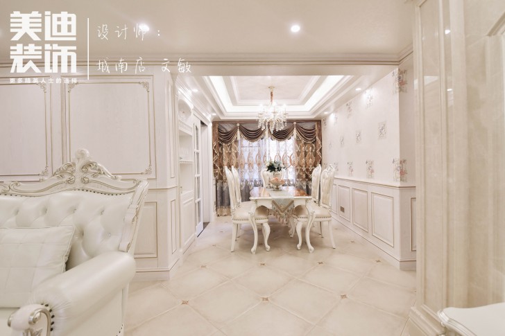 水岸御园125平欧式风格装修案例实拍图-餐厅