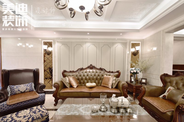 黑金时代180平小美风格装修案例实拍图-客厅