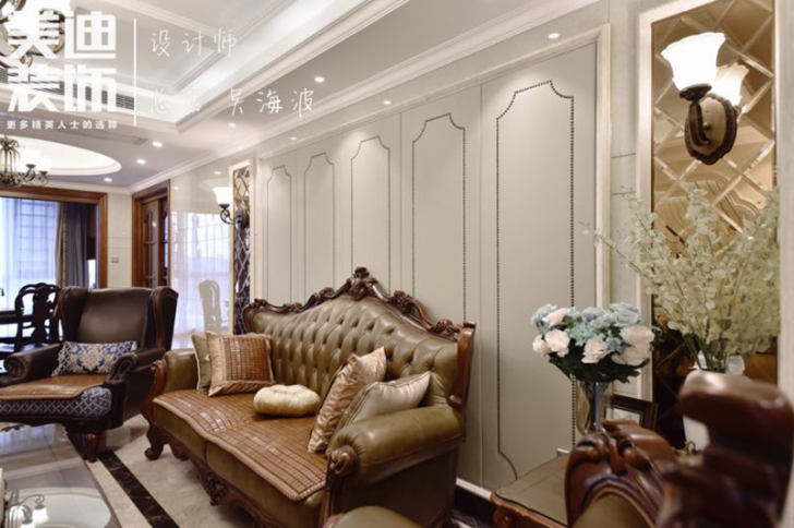 黑金时代180平小美风格装修案例实拍图-客厅