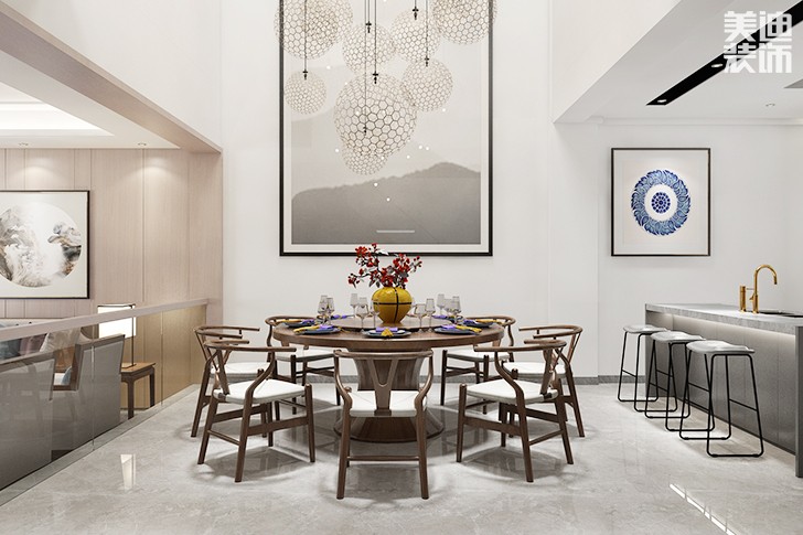 万境水岸300平米新中式装修效果图--餐厅