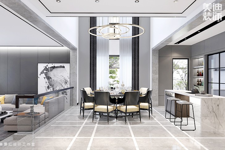 万境水岸280平米混搭新中式装修效果图--餐厅