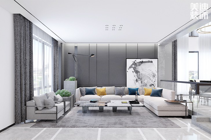 万境水岸280平米混搭新中式装修效果图--客厅