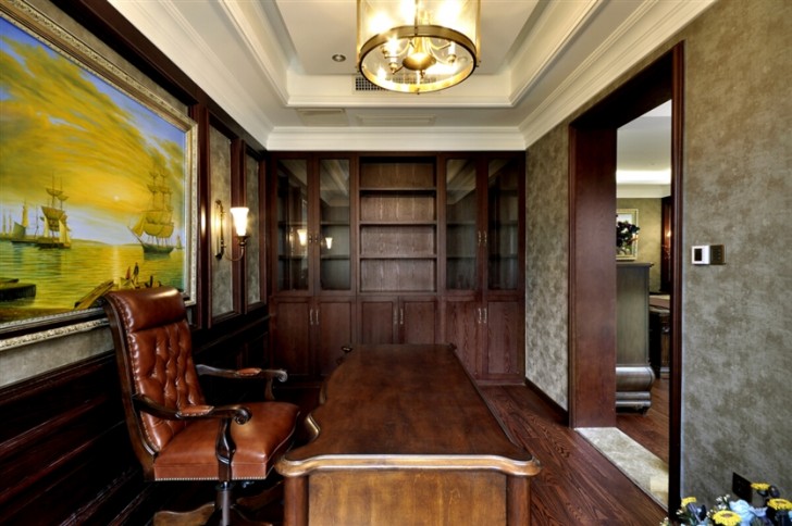 380㎡别墅乡村美式实拍-书房