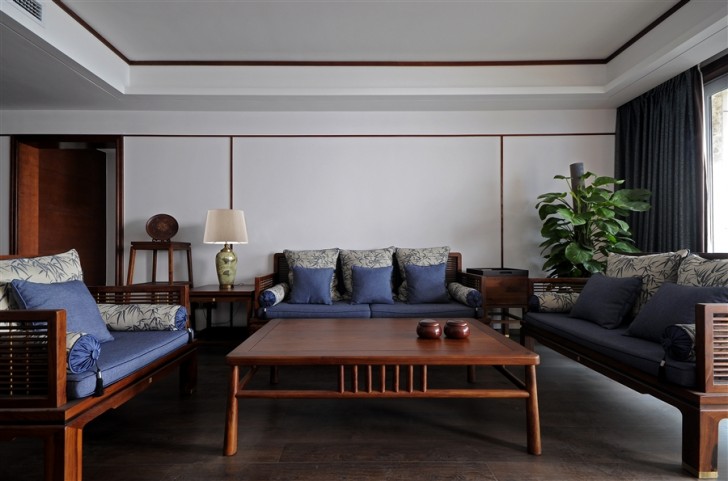 江北明珠132㎡新中式实拍-客厅