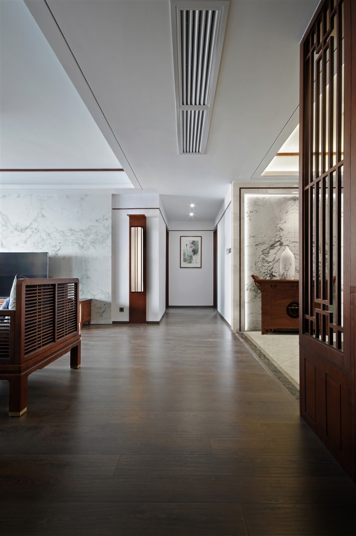 江北明珠132㎡新中式实拍-过道