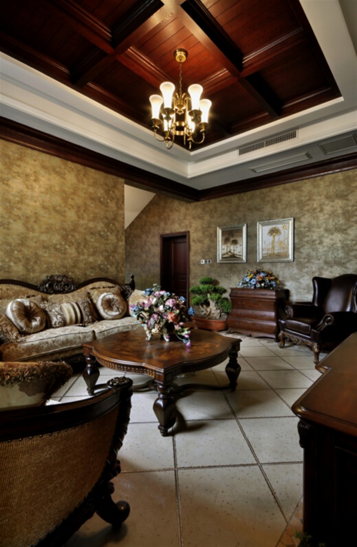 380㎡别墅乡村美式实拍-客厅