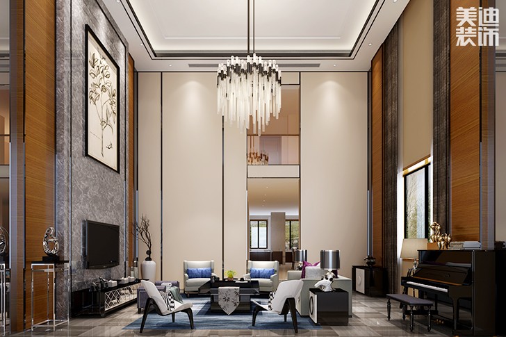 长沙市梅溪湖振业城别墅560㎡现代简约中式--客厅