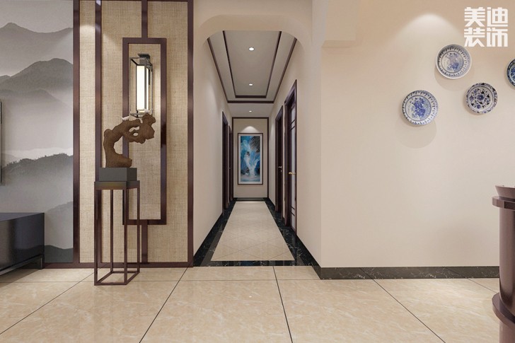 珠山国际150平米中式风格装修效果图-过道