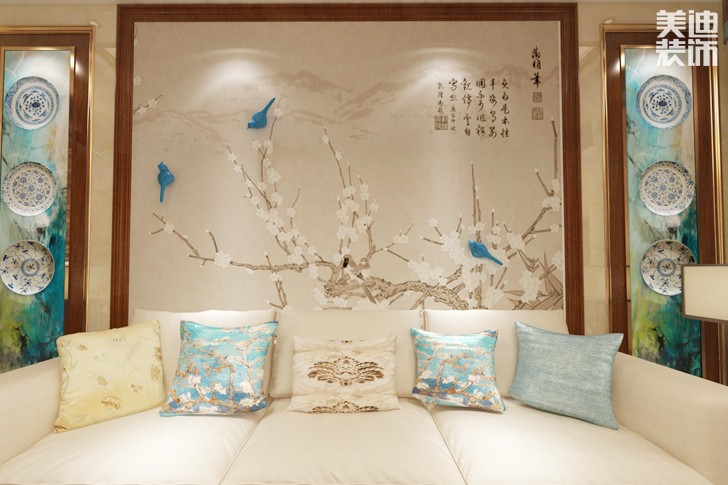 五矿 ▪ 万境水岸新中式140平米装修效果图--客厅