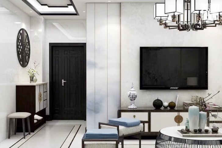 志诚新世界160㎡新中式效果图-客厅