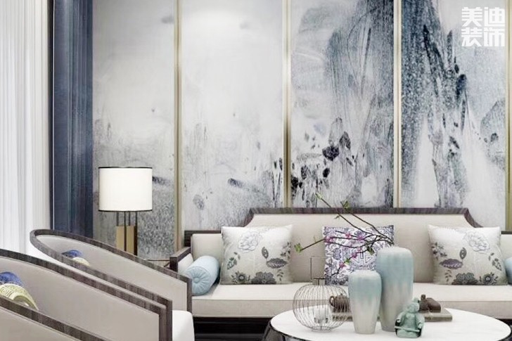 志诚新世界160㎡新中式效果图-客厅