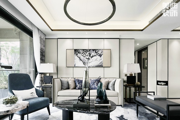 珑湖国际180㎡新中式实拍-客厅