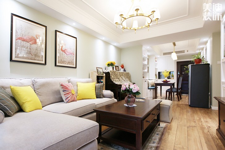 新华名苑80㎡优雅小美风格实拍-客厅