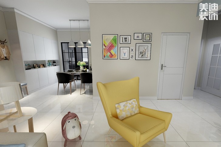 滨湖西郡清新北欧120平米装修效果图--餐厅