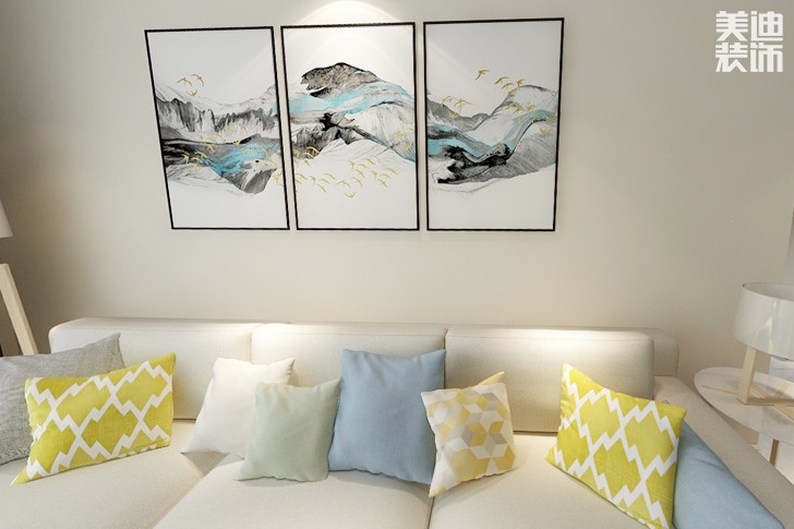 滨湖西郡清新北欧120平米装修效果图--客厅