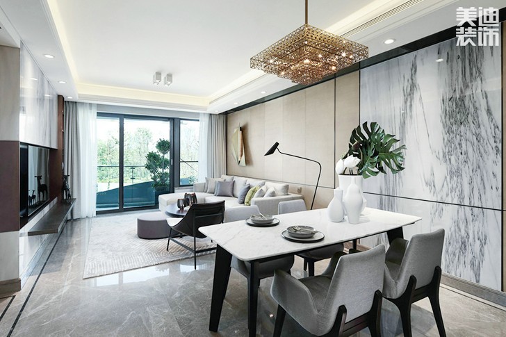 水映名城130㎡现代简约效果图-餐厅