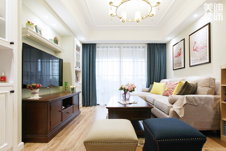 新华名苑80㎡优雅小美风格实拍-客厅