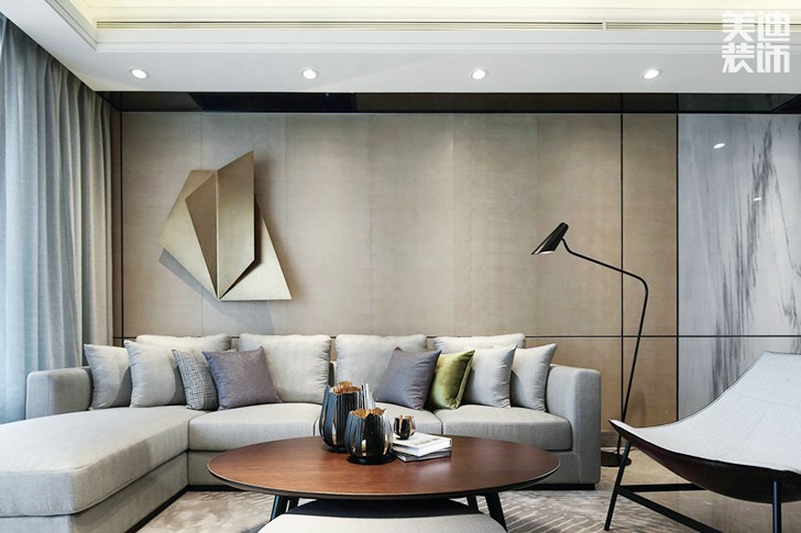 水映名城130㎡现代简约效果图-客厅