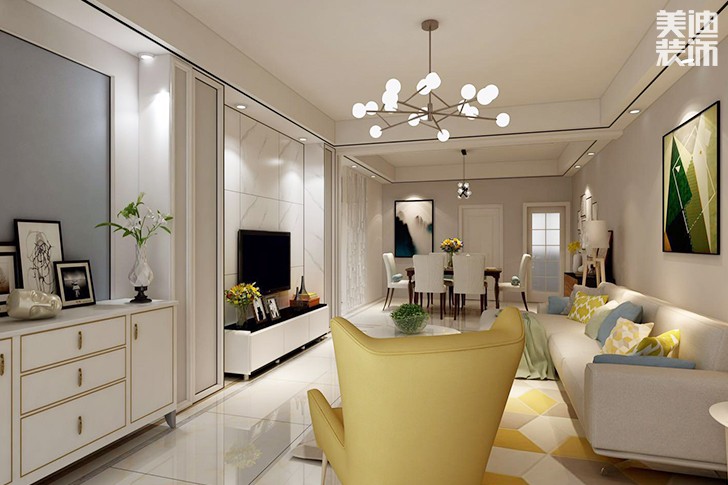 领御大厦现代简约120平米装修效果图--客厅