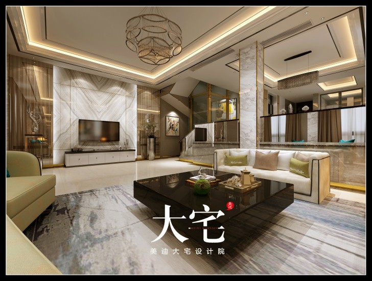 岳阳棠溪人家300平米现代简约风格效果图--客厅