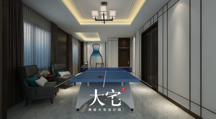 新中式300平米效果图--娱乐室