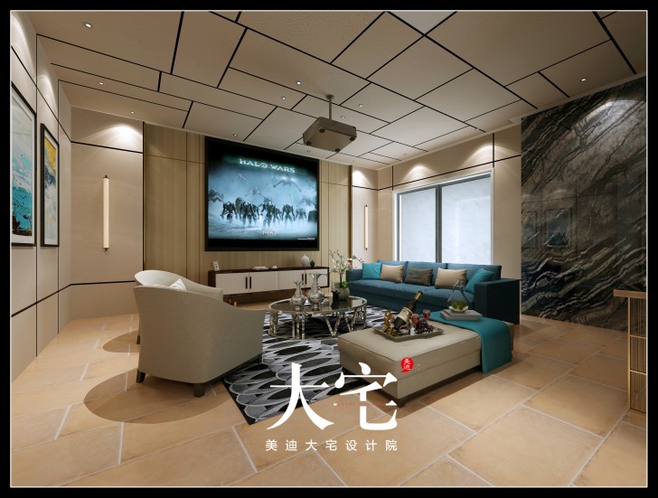 岳阳棠溪人家300平米现代简约风格效果图--客厅