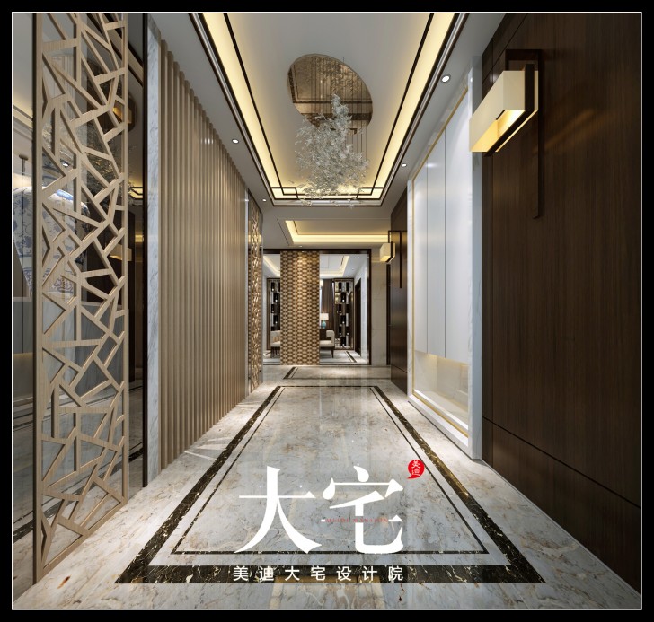 新中式300平米效果图--过道