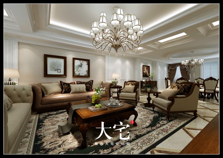 岳阳棠溪人家400平米新中式风格效果图--客厅