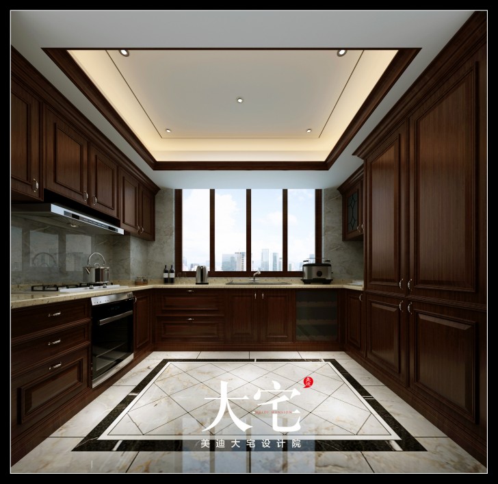 岳阳棠溪人家400平米新中式风格效果图--厨房