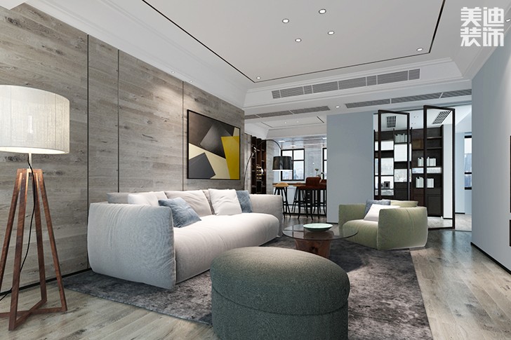 润景园142㎡现代简约装修效果图--客厅2