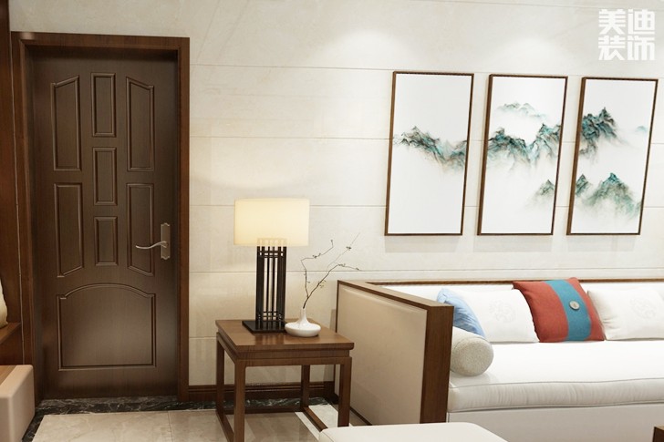 财富家园140平米新中式装修效果图--客厅