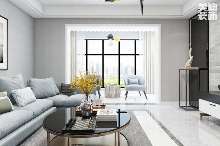 紫晶台170平米新中式案例效果图--客厅