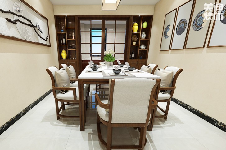 东方城市广场140平米新中式案例效果图--餐厅
