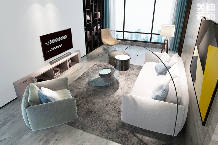 润景园142㎡现代简约装修效果图--客厅3