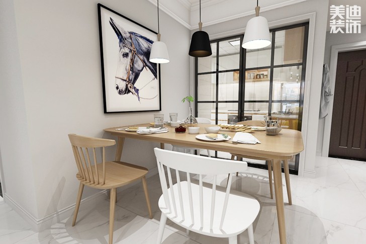 东部美的城107平方米北欧风效果图--餐厅