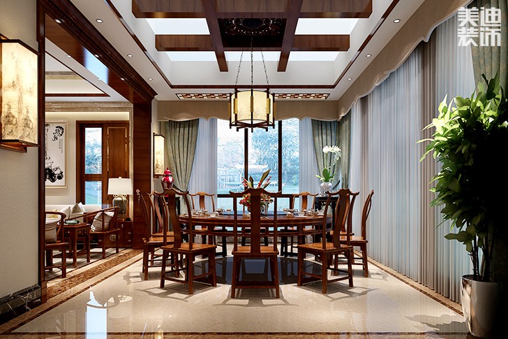 碧桂园240㎡新中式装修效果图--餐厅
