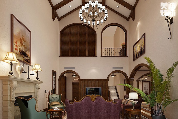 北欧小镇150平米欧式风格装修效果图--客厅