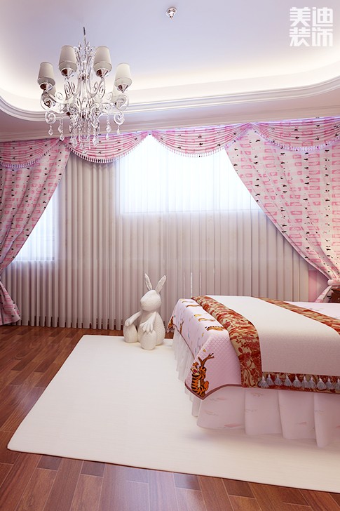 恒大华府复式楼200平新中式效果图--女孩房1