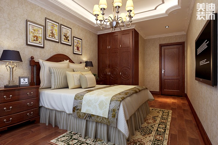 恒大华府复式楼200平新中式效果图--客房01