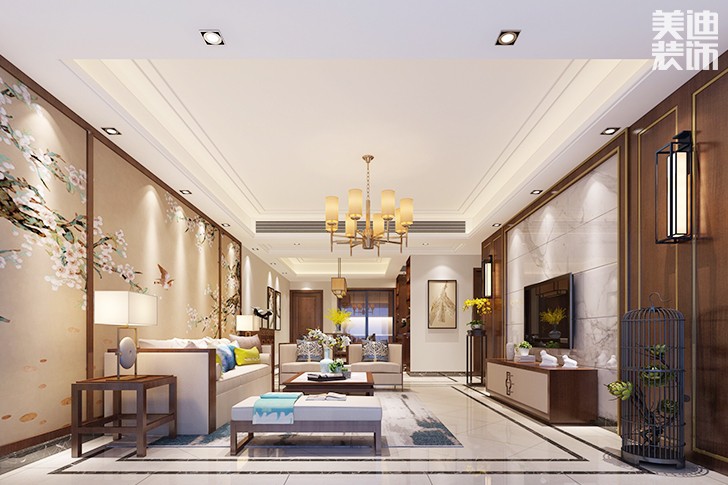 君悦天下新中式装修案例图--客厅