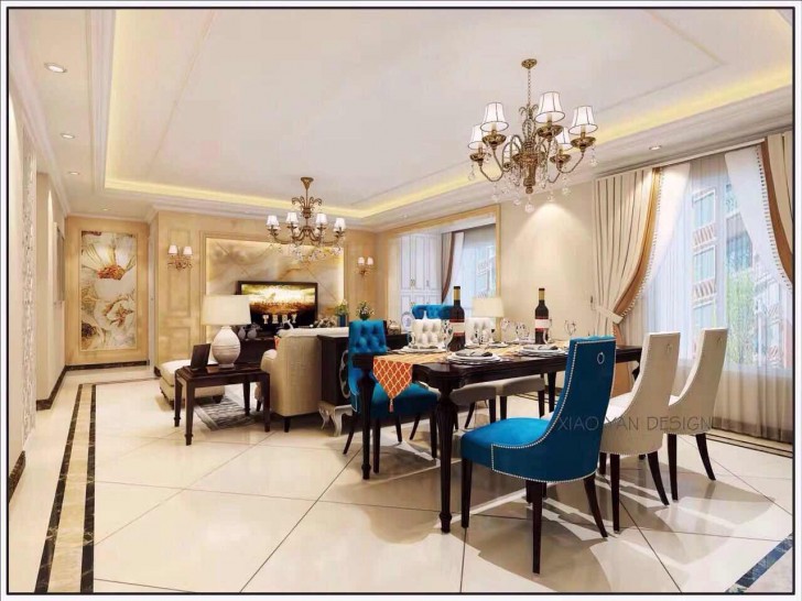 米兰春天118平简欧实拍展示--餐厅