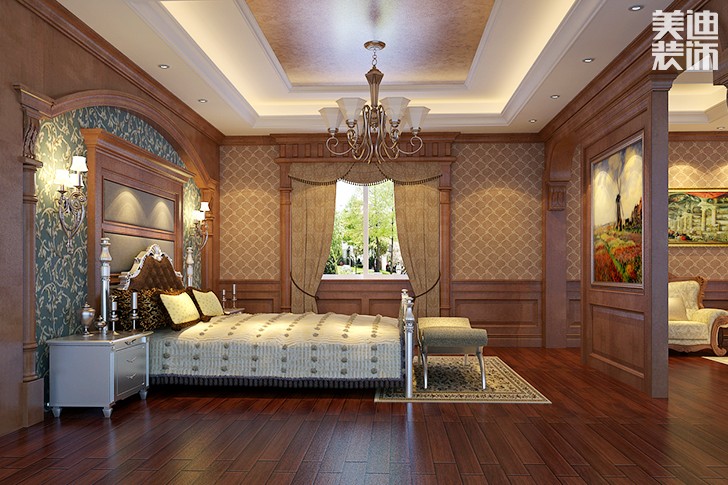 洞天一品美式风格装修案例图--卧室