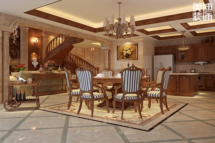 洞天一品美式风格装修案例图--餐厅