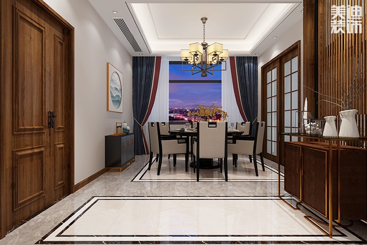 电力新村260㎡新中式装修效果图--餐厅