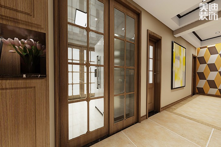 华晨第一城116㎡新中式案例题展示-过道