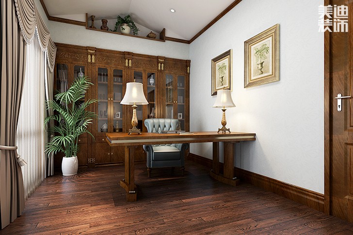 北欧小镇150平米欧式风格装修效果图--书房