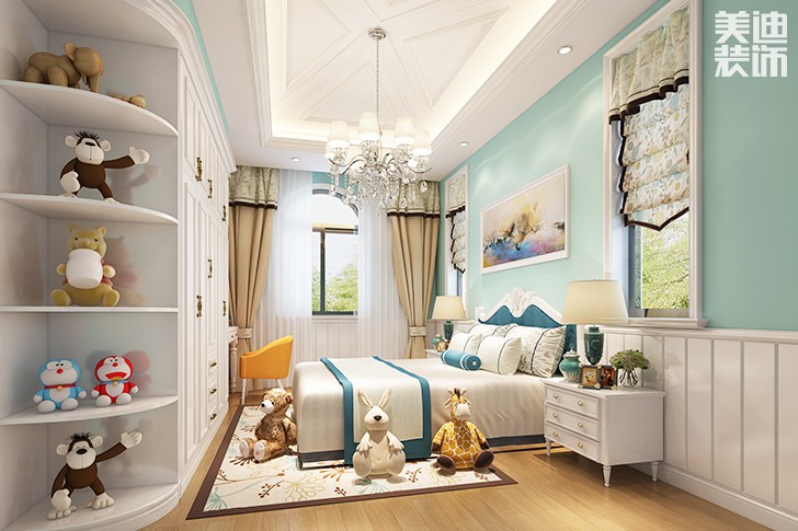 水映加州新中式装修案例图--卧室