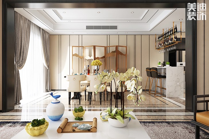 碧桂园新中式装修案例图--餐厅